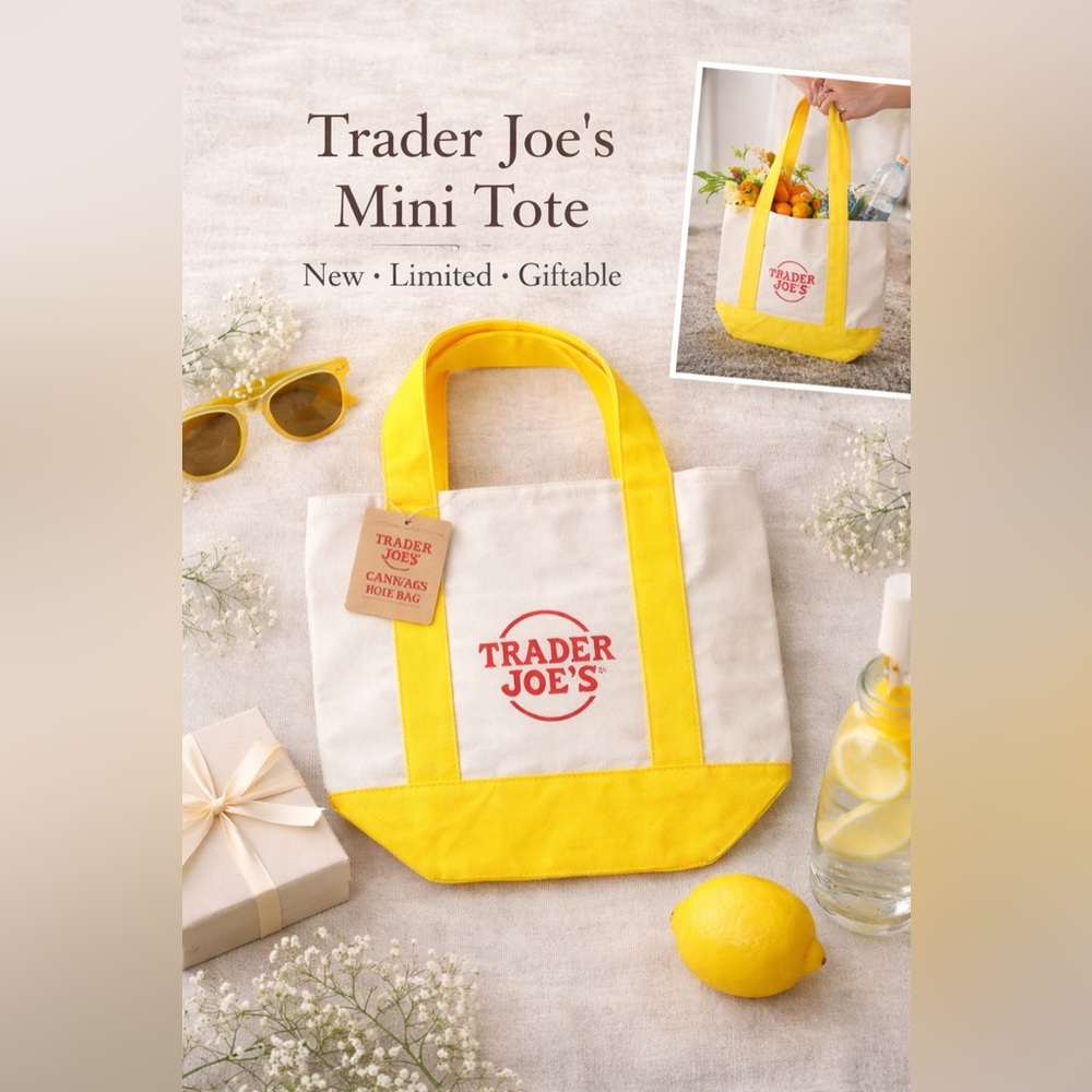 T Trader Joe’s Mini Canvas Tote Bag NWT Rare Reusable Gift Bag